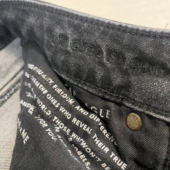 American Eagle Next Level Airflex Stacked Skinny Jeans Mens 32x35 Black Distress - Picture 5 of 12